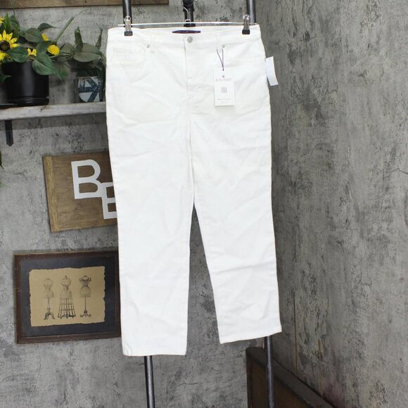 Gloria Vanderbilt Petite Amanda High Rise Straight-Leg Jeans White 14P Short - Picture 1 of 8